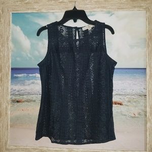 LOFT navy lace top